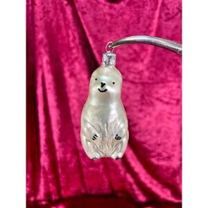 Vintage Christmas - Handblown Glass Ornament - Smiling Snow Bear - Department 56
